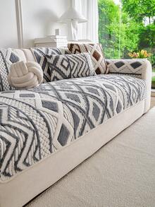 1 pieza Funda de sofá de estilo bohemio cómoda de lana de cordero, cojín de sofá antideslizante y lavable a máquina, protector de muebles con textura 3D, adecuado para uso doméstico - Multicolor - Ver 4
