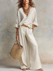 Two-Piece Set Women Summer Outfits Women Summer Sets 2026 Fashion Casual Loose Vacation Outfit - 藍色 - 查看 7