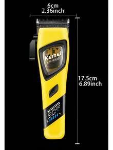 Kemei KM-1883 電動理髮剪 USB 快充附充電底座，8000-9000 RPM 低噪音高速馬達，粉末冶金刀頭理髮修剪器，2 檔可調 LED 數位顯示電動理髮剪禮盒裝 1 入 - 黃色 - 查看 10