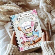 1pc Fun Spiral Bound Recipe Notebook, Baking Theme Illustrations, Durable Paper - Suitable For Home Cooking, Baking Enthusiasts And Foodies Gift, Fantasy Baking Design Recipe Book, Creative Cover Design, High Quality - D - View 3