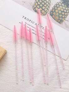 150/100/50/10pcs Disposable Nylon Bristle Makeup Brushes, Spiral Eyebrow Comb, Solid Crystal Handle Eyelash Brushes, Crystal Colorful Disposable Mascara Wands, Dual-Use Eyebrow And Eyelash Brushes, Portable Colorful Beauty Tools For Eyelash Extensions - Multicolor - View 7