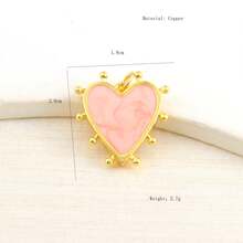 1 pièce Pendentif cœur en cuivre, style minimaliste mode pour femmes, accessoires DIY pour bracelet, collier, boucle d'oreille, sac et chaîne de téléphone, fait main - Multicolore - Voir 11