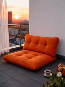 Premium Oversized Floor Pillow With Back Support - Indoor & Outdoor Versatile Seating - - Orange - View 2