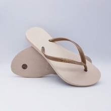 Kit Of 3 Pairs Of Women's Slim Flip-Flops, Flat Sandals, Black, Beige, Rose, Comfortable, Lightweight, Original F02 - Đen/Beige/Hồng - Xem 6