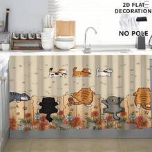 1pc, Home Decor, Cat Pattern Printed Table Skirt, Kitchen Small Curtain, Kitchen Cabinet Cover, With Curtain Holes, Easy To Hang, Rectangular, Machine Woven, Machine Washable, Kitchen Decoration And Accessories, Perfect For Kitchen Cabinets And Home Decor - Multicolor - View 5