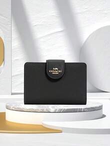 Coach Corner Zip 13 Wallet with Zipper Coin Pocket and Clear ID Window Wallet RFID Blocking Wallet for Women Soft Leather Bifold Compact Card Holder - 黑色 - 查看 9