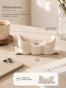 Neutral White Ceramic Candle Holder | Romantic Home Decor Accent Neutral Aesthetic Soft Luxury Romantic Decoration Cozy Room Atmosphere Minimalist Decor - New Model - View 7