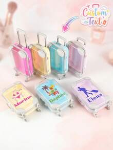 Custom Text Mini Suitcase Storage Box, Personalized Name Print Portable Organizer Case, Cute Small Storage Container Gift For Girls, Friends, Ideal For Party Favors,Birthday Presents, Holiday Gifts, Cosmetic Jewelry Sundries Desktop Storage Organizer - 1PC - View 1
