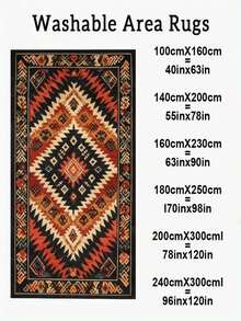 1 pieza Alfombra de terciopelo de cristal ultrasuave, alfombra de estilo persa vintage bohemio - Suave, antideslizante, lavable a máquina, tapete de poliéster con patrón geométrico colorido - Multicolor 9 - Ver 23