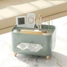 1-teilige Desktop-Aufbewahrungsbox, multifunktionale Desktop-Aufbewahrungsbox, Aufbewahrungsbox, Aufbewahrungsbox für Fernbedienungen und sonstige Gegenstände, Kunststoff-Desktop-Aufbewahrungsregal. - Grün - Übersicht 2