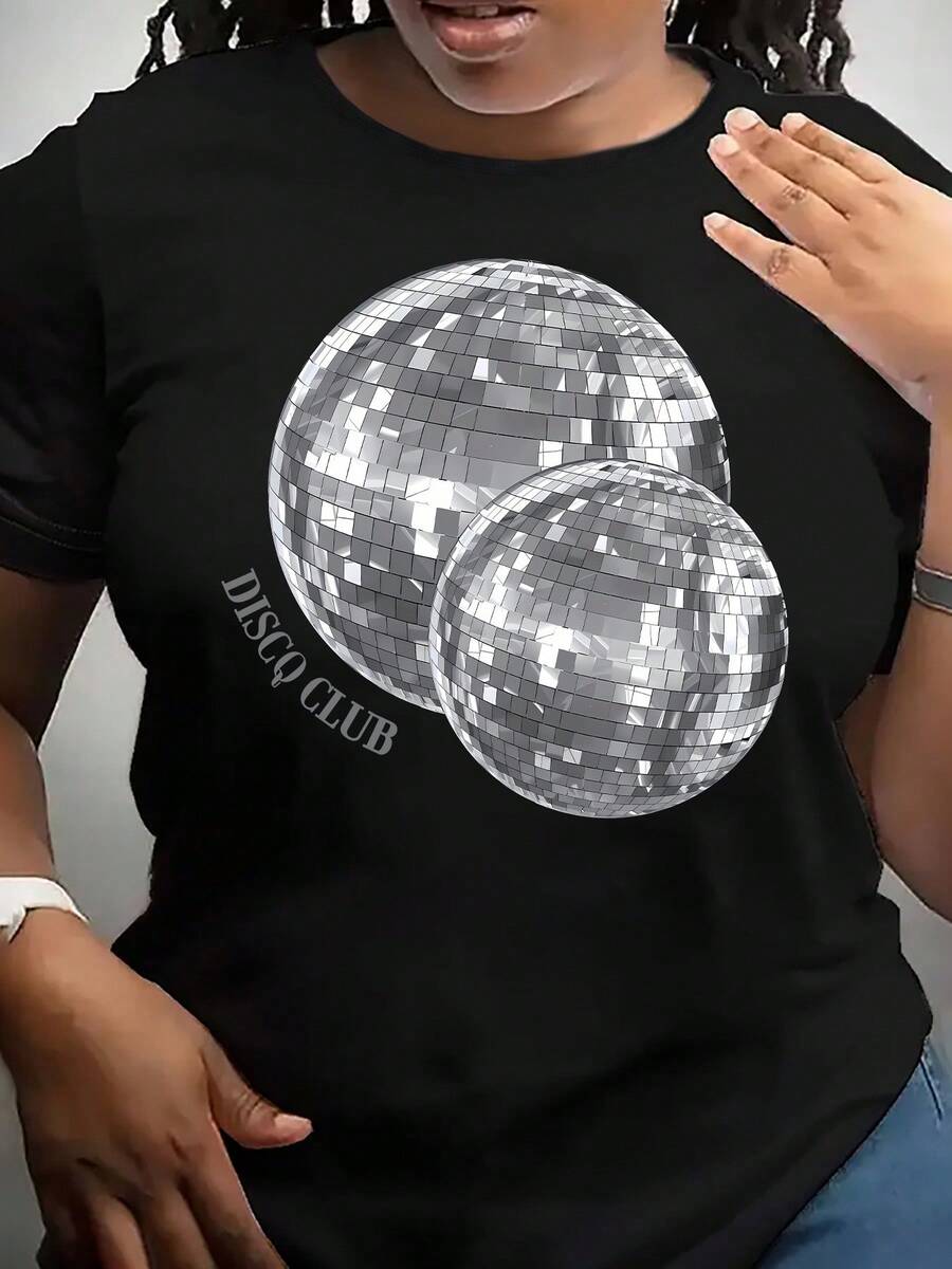 Camiseta con dibujos animados de la Tierra y Club Discq. Gris. - Negro - Ver 1