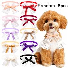 8/20pcs Pet Dog Grooming Bows, Cat & Dog Daily Decoration Lace Bows, Cute Adjustable Dog Collar Bows - Multicolor - View 11