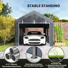 Outsunny 10' X 20' Carport Portable Garage, Heavy Duty Car Port Canopy With 2 Roll-Up Doors & 6 Ventilated Windows For Car, Truck, Boat, Garden Tools, Dark Grey - A - Xem 6