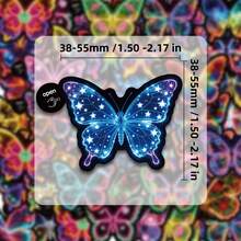 50Pcs Neon Butterfly Sticker Pack, Colorful Neon Line Art Prints Of Butterflies With Floral & Swirl Details, Durable Adhesive Decals Perfect For Tumblers, Backpacks, Scrapbooks & DIY Crafts School Supplies - 7*6*1 - View 4