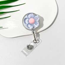 1pc/6pcs Cute Crystal Flower Design, Resin Plastic Material, Retractable Rotating Clip, Badge Reel With Rotating Clip, Suitable For Work ID, Student ID, Ideal For Students, Teachers, Doctors, School Supplies, Back To School Season And More. - Multicolor - View 7