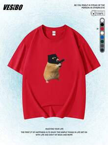 Camiseta de Cuello Redondo con Estampado Creativo de Dibujos Animados, Moda Veraniega de Manga Corta, Estilo Casual Versátil - Blanco - Ver 8