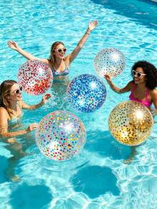 Ballon de plage gonflable à pois & rayures - Fabriqué en matériau PVC durable, ce ballon de plage d'été présente un design ludique avec des pois et des rayures arc-en-ciel. Idéal pour les décorations de fête à la piscine et les jeux d'eau - multicolore - Voir 8