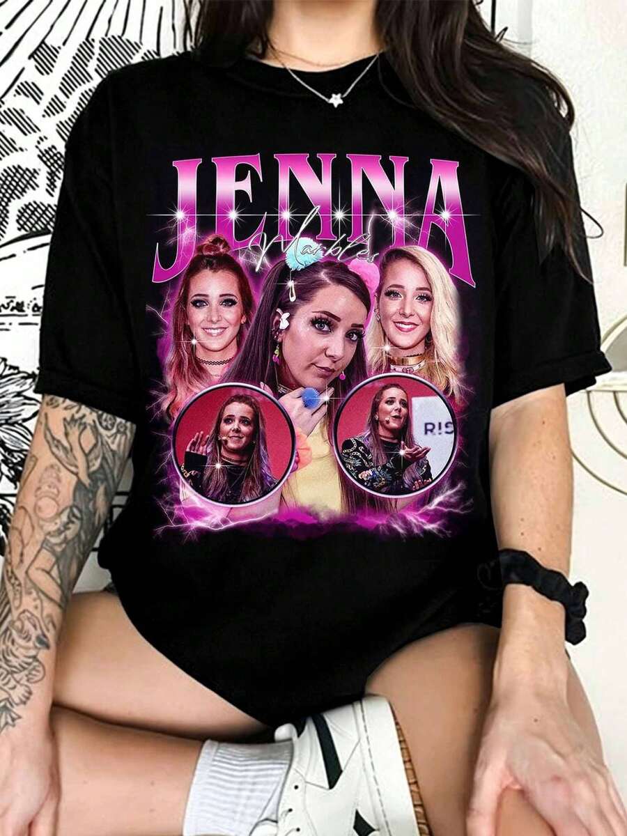 Jenna Marbles "Bootleg" Retro T-Shirt, Tribute Tee For Retro Fans, Unisex "Queen" Graphic Design, Nostalgic 2000s Style Gift For Fans And Creators - 黑色 - 查看 1