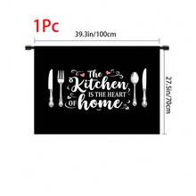 1pc, Home Decor, Kitchen Theme Pattern Printed Table Skirt, Kitchen Small Curtain, Kitchen Cabinet Cover Curtain, With Curtain Holes, Easy To Hang, Rectangular, Machine Woven, Machine Washable, Kitchen Decoration And Accessories, Perfect For Kitchen Cabinets And Home Decor - Multicolor - View 15