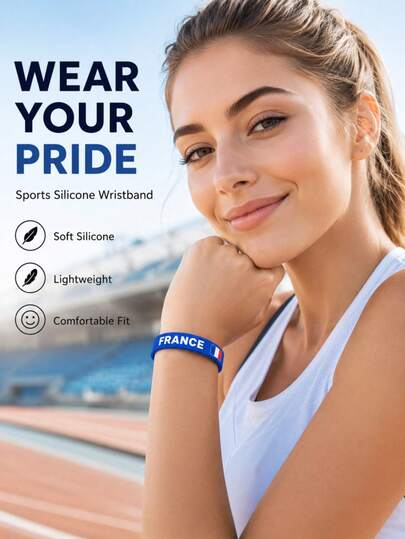 1pc Football National Flag Silicone Wristband, 9 Country Styles Football Fan Bracelet, Unisex Teen Rubber Wrist Strap, Match Day Cheering Wrist Accessory, World Cup Theme Party Small Gift, Team Support Commemorative Wristband, Suitable As Football Fan Gift, Sports Events, Parties And Daily Wear