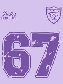 1pc Big Girl Round Neck Short Sleeve Dress, Printed With Number "67" Pattern, Summer New Style - Mauve Purple - View 7