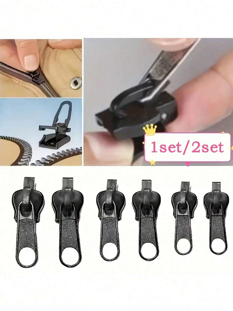 Kit Pengganti Cincin Tarik Resleting Multifungsi, Mudah Dipasang, Gesper Darurat Portabel, Cocok untuk Semua Ukuran Pakaian - Cocok untuk Jaket, Sepatu Bot, Ransel, Koper - Kit Perbaikan Aksesori Pakaian, Perbaikan Ransel, Perbaikan DIY - Hitam - View 1