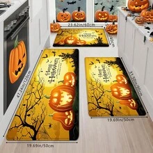 1 PIEZA/2 PIEZAS/3 PIEZAS Alfombra de Suelo de Halloween, Estampado 3D de Luna & Calabaza. Esponja Suave, Antideslizante & Lavable a Máquina, Excelente para Cocina, Baño y Exterior en Todas las Estaciones - Multicolor - Ver 10