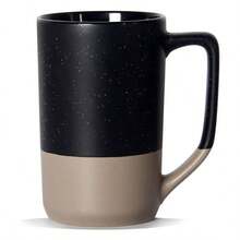 - Taza de caf de 16 onzas, combinacin de dos colores, taza de t de cermica con con moteado blanco para hombres y mujeres, restaurante, hogar, oficina, bebidas - Negro - Ver 1