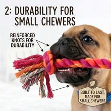 Wang Meow Pet 2 piezas de juguetes de cuerda tejida a mano de color aleatorio, accesorios de cuerda divertidos para dentición y juego, adecuados para perros pequeños, suministros para mascotas del hogar - Multicolor - Ver 3