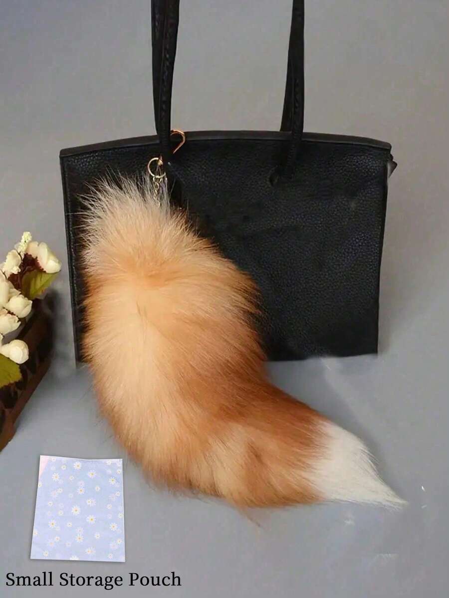 1個仿狐狸尾巴絨毛鑰匙圈吊飾,可愛仿動物絨毛鑰匙圈裝飾,毛球鑰匙圈,包包裝飾,適合男女使用,女性禮物(尾巴顏色可能略有差異,手工製作過程毛髮可能顯稀疏,可用吹風機吹鬆,鑰匙圈隨機出貨,收納袋需另購) - 彩色 - 查看 1