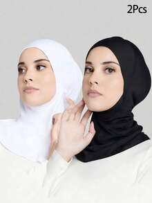 Awegeo 1Pc/2Pcs Women's Multi-Piece Headscarf Set: Solid Color Elastic Headscarf Hat - Casual, Comfortable, Soft And Breathable, Suitable For Daily Wear - A - View 23