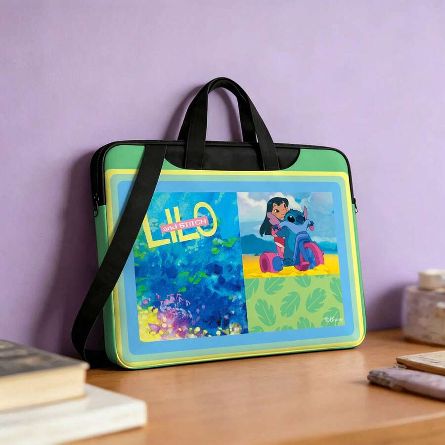 迪士尼 Lilo & Stitch 主題筆電托特包,輕量加厚筆記本電腦保護套,可愛「Lilo And Stitch」印花,適合學生、上班族與動漫迷的便攜電腦包 - 均碼 - 查看 1