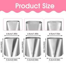 3/5 Pcs Large Piping Tips Set, Stainless Steel Cake Icing Nozzles Tips Decorating Tools, Big Piping Frosting Icing Tip Accessories For Cookie Cupcake Fondant Cakes Baking Buttercream Decorating Supplies - Silver - View 13