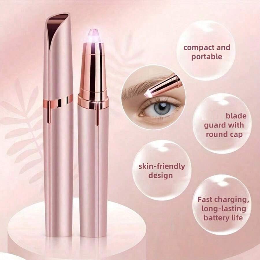 Alat Cukur Alis Elektrik 2-in-1, Dapat Diisi Ulang USB, Cocok untuk Wanita, Menggabungkan Alat Cukur dan Pemangkas Alis, Dapat Digunakan untuk Alis, Pipi, Dagu, Ketiak, Kaki, Tangan, dan Area Lainnya, Desain Mini Seperti Lipstik, Portabel Tanpa Kabel, Hadiah Ideal