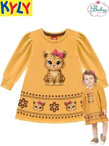 Vestido Bebê Infantil Menina Manga Longa Kyly Premium - Amarelo mostarda - Visão 4