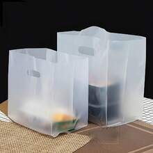 50-Pack Clear Plastic Gift Bags With Handles - Perfect For Salads, Cakes, Pizzas, Bread, Desserts, Cookies - White - View 7