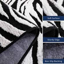 Zebra Stripe Area Rug, Abstract Modern Black And White Washable Rug, Non-Slip Non-Shedding Soft Plush Carpet, Suitable For Living Room, Dining Room, Office, Game Room Home Decor - Black - View 5