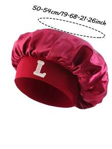 1 Pc A-Z Letter Hats Kids' Bonnet Hat Set Elastic & Printed & Comfortable Headwear Sleeping Cap - Burgundy - View 9