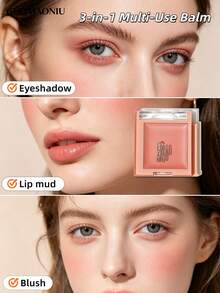 GUOXIAONIU 3-In-1 Multi-Use Makeup Balm, Cream Blush, Eyeshadow & Lip Mud, Buildable Nude Shade - #SweetTea - View 2