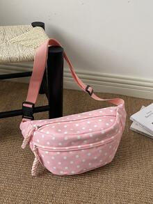 Bolso bandolera de nailon de moda, bolso de hombro de unicolor, bolso de hombro casual para mujer, adecuado para deportes al aire libre, bolso de cintura de estilo universitario para el prim - Rosa - Ver 5