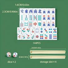 1 Set 150pcs Mini Mahjong Set, Portable Travel Mahjong Suitable For Travel, Gatherings, Home Portable Strategy Tabletop Game, Holiday Gift For Mahjong Enthusiasts, Party Tabletop Game, Includes Mahjong Tiles + Dice + Storage Tray, Party Game Toy - Multicolor - View 4
