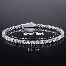 2mm-5mm 100% 莫桑石網球手鍊 925 純銀鍍白金 通過鑽石檢測儀檢測附 GRA 證書 女款禮物珠寶 - 白色 - 查看 17
