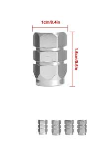 Bộ 4 nắp van lốp hợp kim nhôm, màu bạc - Nắp van lốp, phụ kiện xe hơi thiết yếu, phù hợp với Corolla, Accord, xe máy, xe tải, xe đạp, nắp van lốp thời trang, phụ kiện xe hơi, nắp chắn bụi lốp. - Bạc - Xem 5