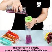 100Pcs Homemade Transparent Ice Pack Bag For Crushed Ice And Ice Cream Preservation, DIY Ice Pop Bag For Home Ice Making Gift Bag Party Kitchen - Multicolor - View 5