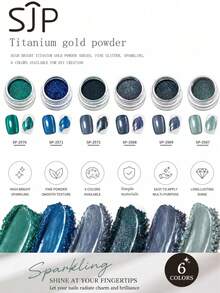 1/6 Buah Set Bubuk Kuku Cermin Bintang Laut Biru, Bubuk Kuku Cermin, Hiasan Seni Kuku DIY, Cocok Untuk Pemula Seni Kuku Dan Alat Kuku - MultiWarna - View 3