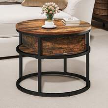 Yitahome Coffee Table With Lift Top, Lift Up Coffee Table Round With Hidden Storage Compartment, 60x60x47cm - Rust Brown - View 3