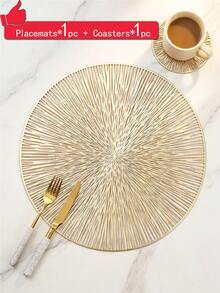 2/12 peças Jogo Americano Redondo de 15" com Padrão de Fogos de Artifício em Folha de Ouro, Material (PVC), Design Vazado com Estampa Dourada, à Prova d'Água, Lavável, Fácil de Limpar, Antiderrapante, Resistente ao Calor, para Decoração de Ambiente, Mesa de Jantar, Decoração Doméstica, Adequado para Feriados, Festas, Aniversários, Casamentos e Jantares - Multicolorido - Visão 13