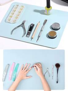 2 Pieces Set Washable Nail Table Mat & Foldable Desk Mat - Soft PU Leather Nail Armrest Cushion, Suitable For Nail Salons, Studios, And Home DIY Use (24*30cm + 30*60cm) - Multicolor - View 9