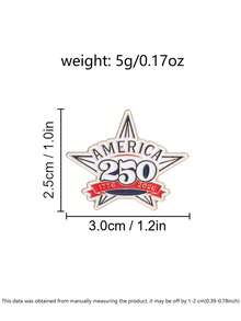 美國250週年紀念琺瑯胸針，愛國星形胸飾 - 彩色 - 查看 2