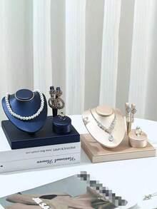 1pc Brushed Finish Jewelry Display Stand, Ring Necklace Earring Combination Jewelry Rack, Jewelry Display Prop, Jewelry Set Display Stand, Jewelry Window Counter Display Rack - Brushed Jewelry Stand - View 5